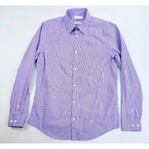 Calvin Klein Non Iron Infinite Cool Size Small Mens Purple Stripe Cotton Shirt